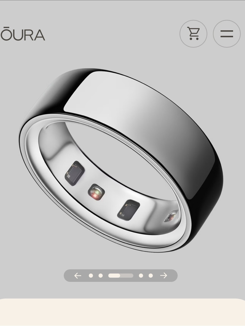 Oura Ring 4 Smart Ring - Silver Size 8